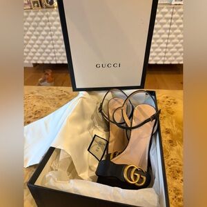 Black Gucci block heeled sandal